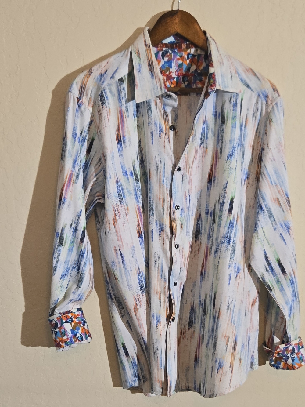 Robert Graham White Brushstroke Multi-Color Button-Down Shirt